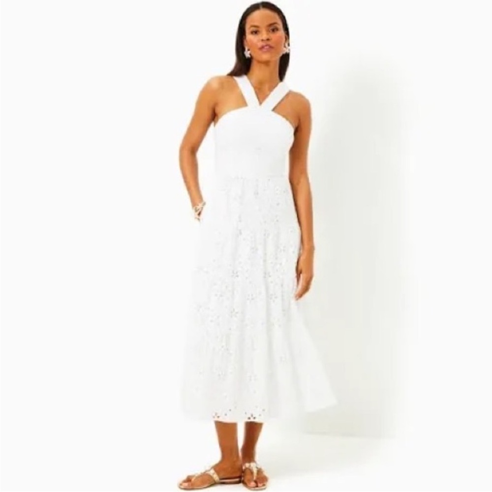 Elegant White Halter Dress